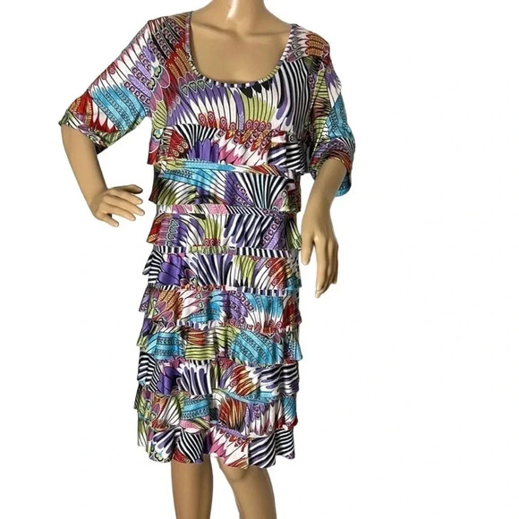 PATCHINGTON  dress,women Large,multicolore,tiered,ruffles,event,boho,colorful - Picture 1 of 17